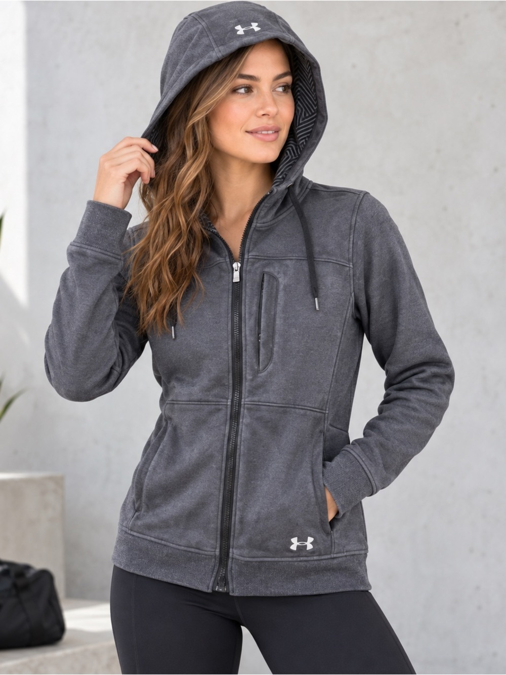 Under Armour Dobson Jacket Womens Small ColdGear Infared Softshell Hooded Gray